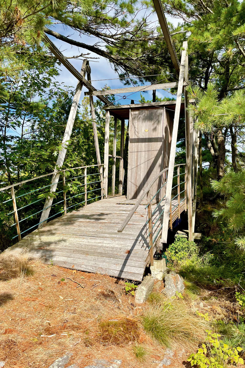 A Georgian Bay, Ontario outhouse with a drawbridge
