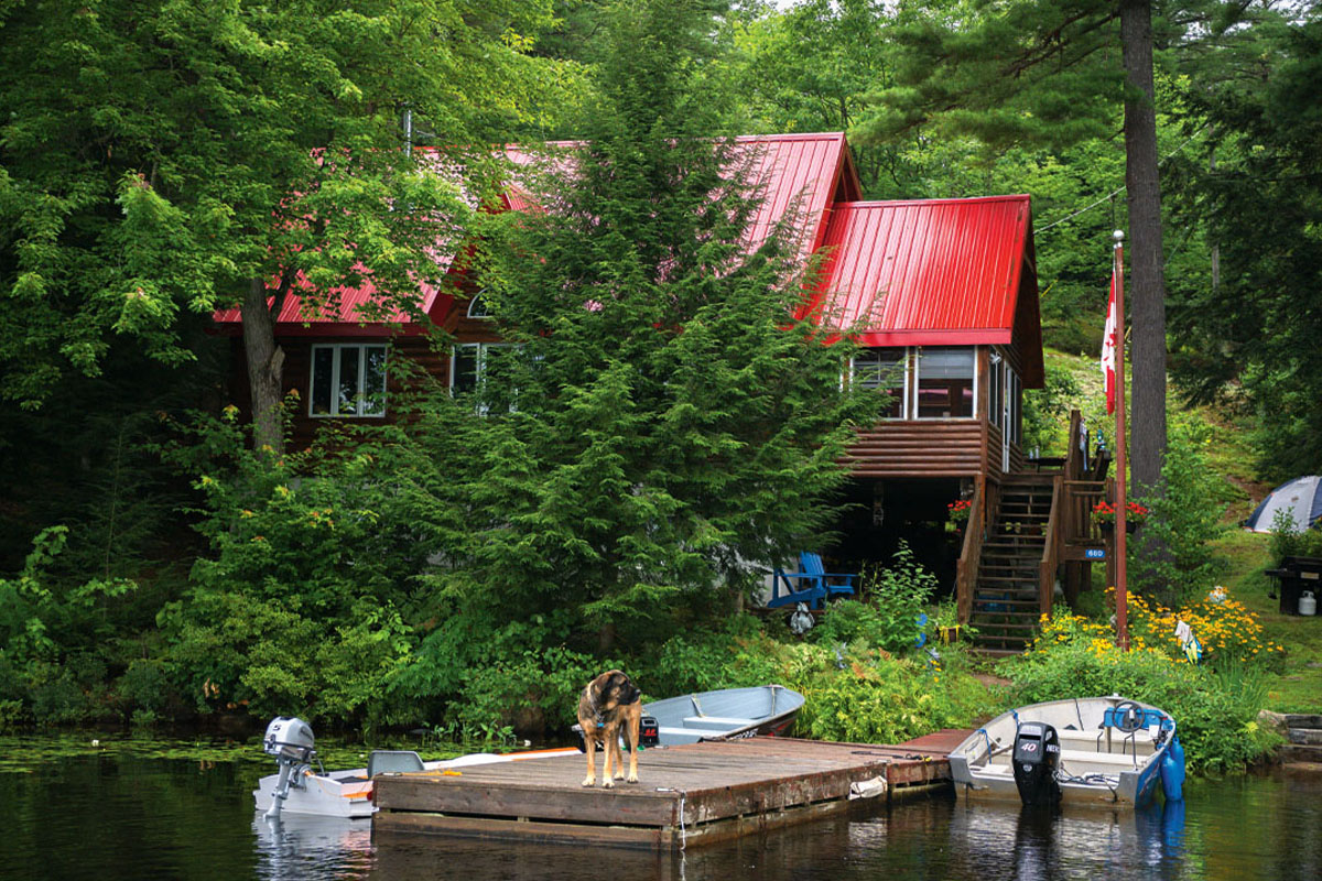 The exterior of the Rueck cottage from the lake