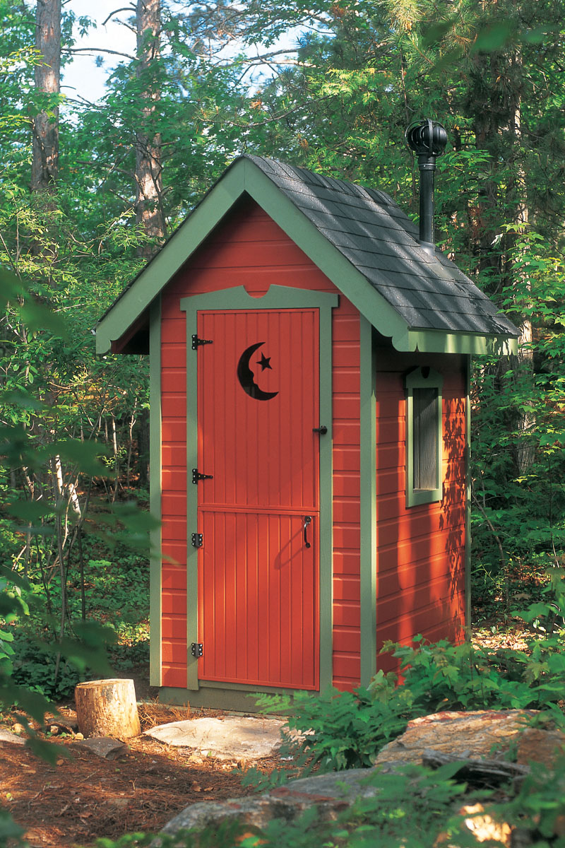 The exterior of the Cottage Life outhouse