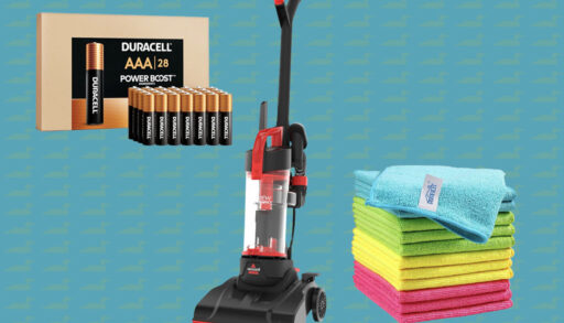 Collage of Amazon Prime Big Deal Days everyday essentials for the cottage