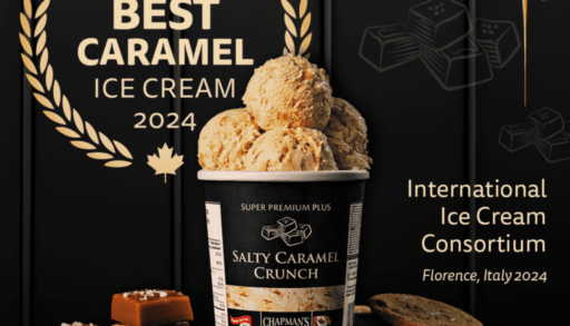 An awards badge for the gold-winning ice cream