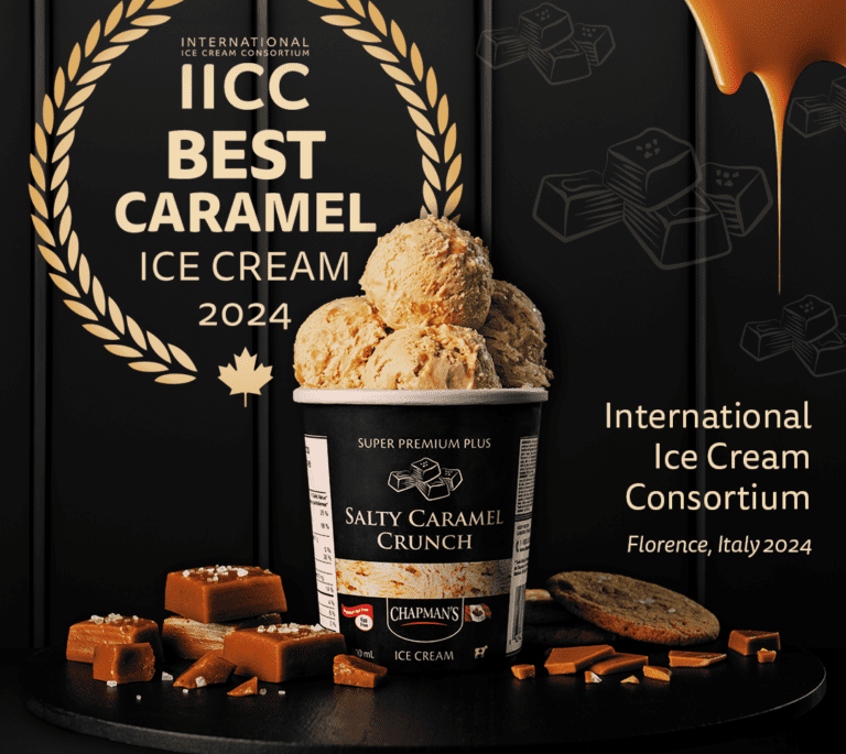 An awards badge for the gold-winning ice cream