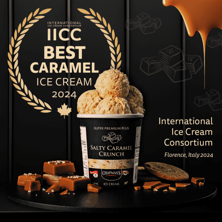 An awards badge for the gold-winning ice cream
