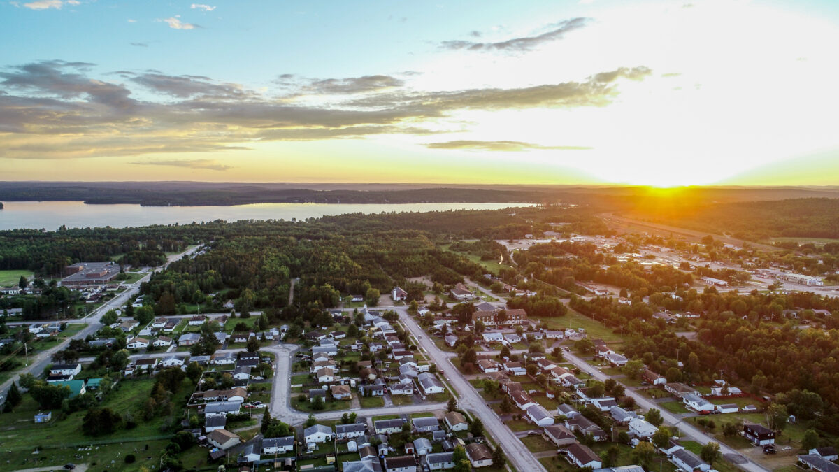 An aerial photo of Ignace, Ont., which has been selected as the host community, along with Wabigoon Lake Ojibway Nation, for a proposed nuclear waste disposal site.