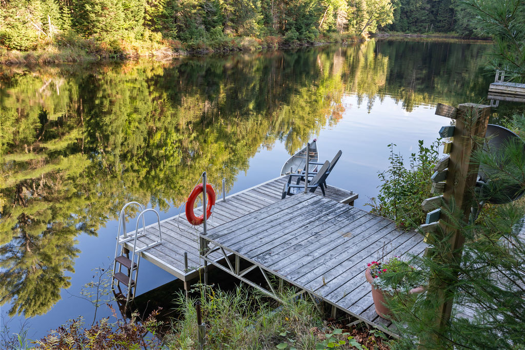 A wood dock in the river