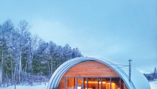 a quonset home in the winter
