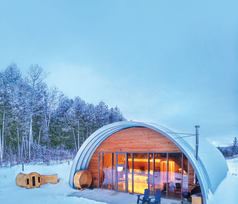 a quonset home in the winter