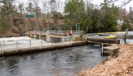 Water Flowing Through a Dam