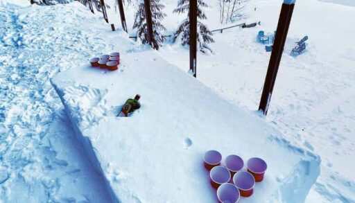 A winterized Beer Pong table outdoors