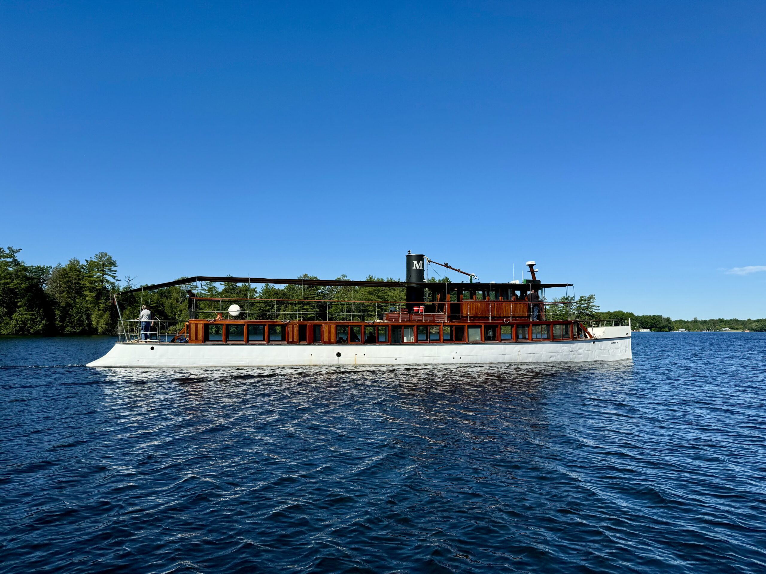 a steam yacht on the water