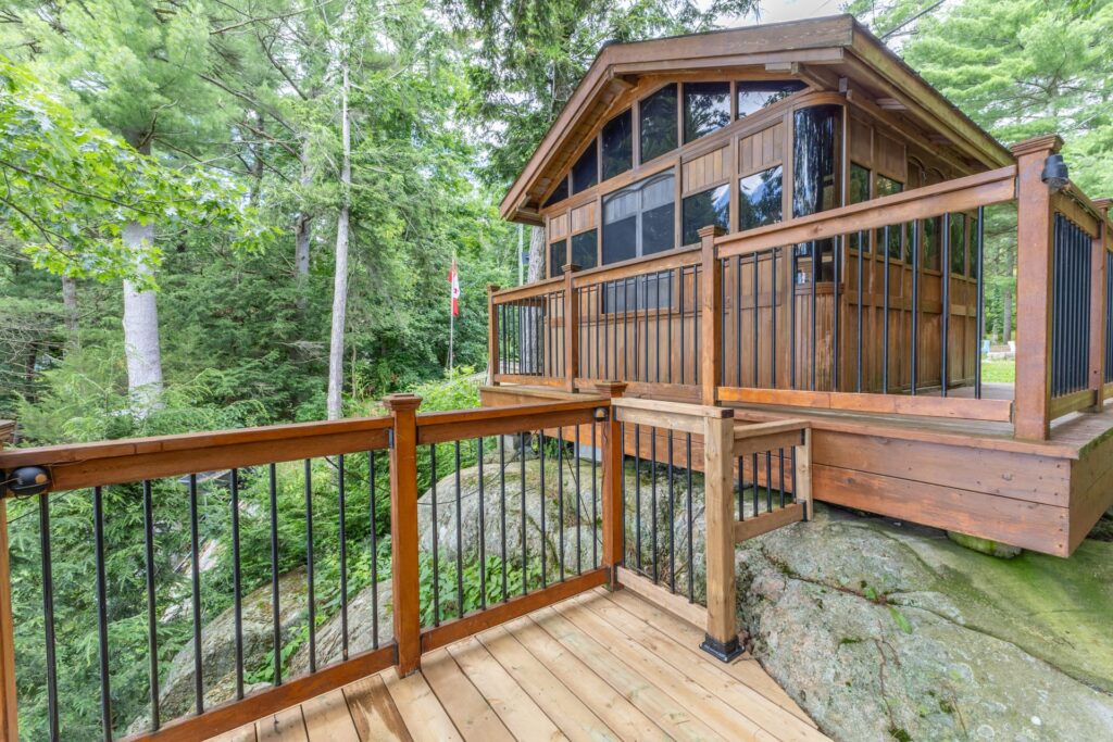 A wood cabin in the forest