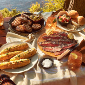A Chilean-style asado on an outdoor table