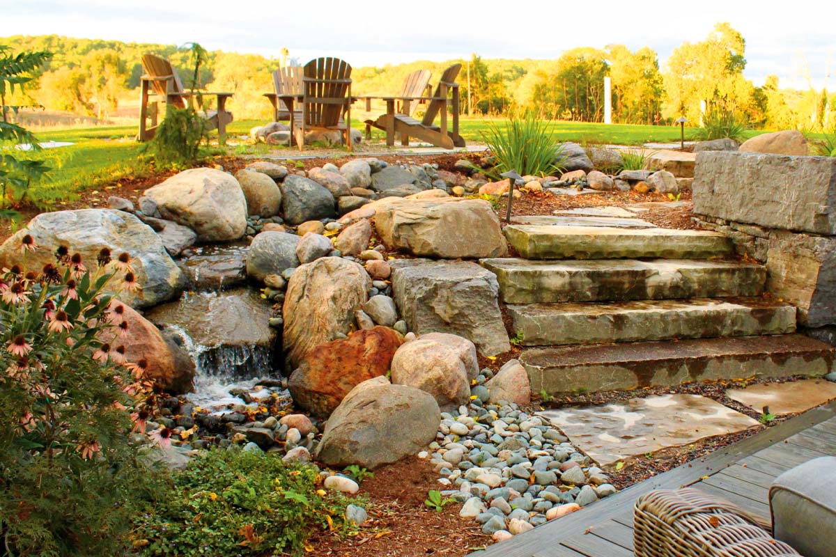 Garden and steps made of landscaping stone