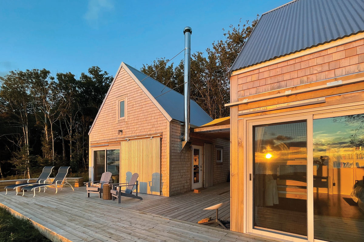 The wooden exterior of TwoBySea cottage