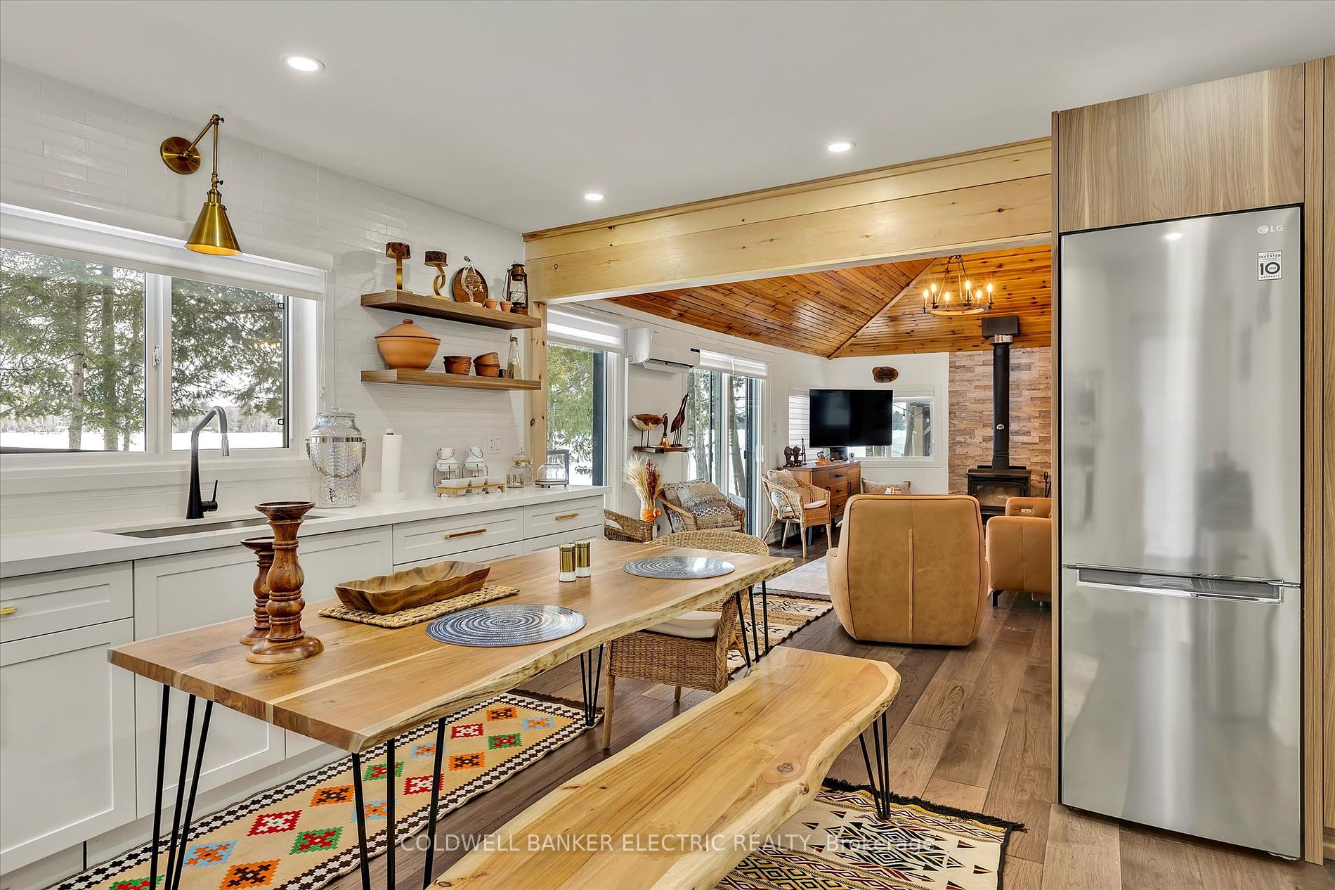 Full view from kitchen into the cozy living room
