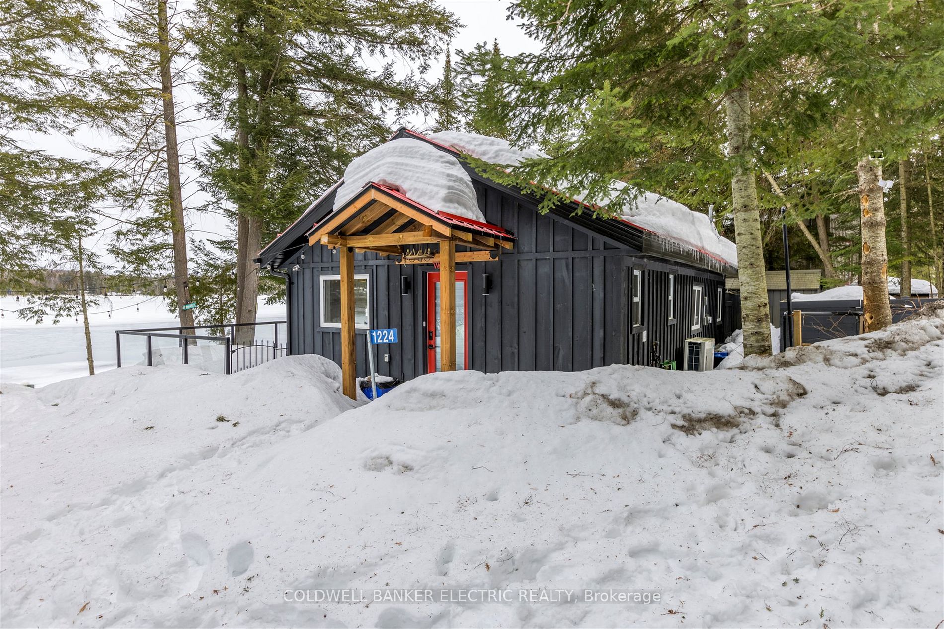 Snow-covered approach to the fully renovated cottage