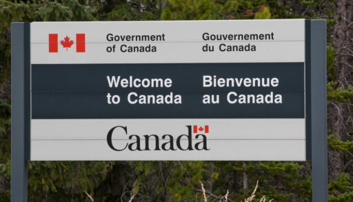 Welcome to Canada sign at the border