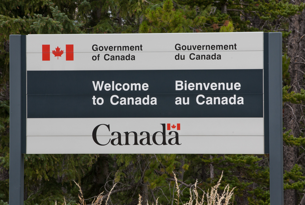 Welcome to Canada sign at the border