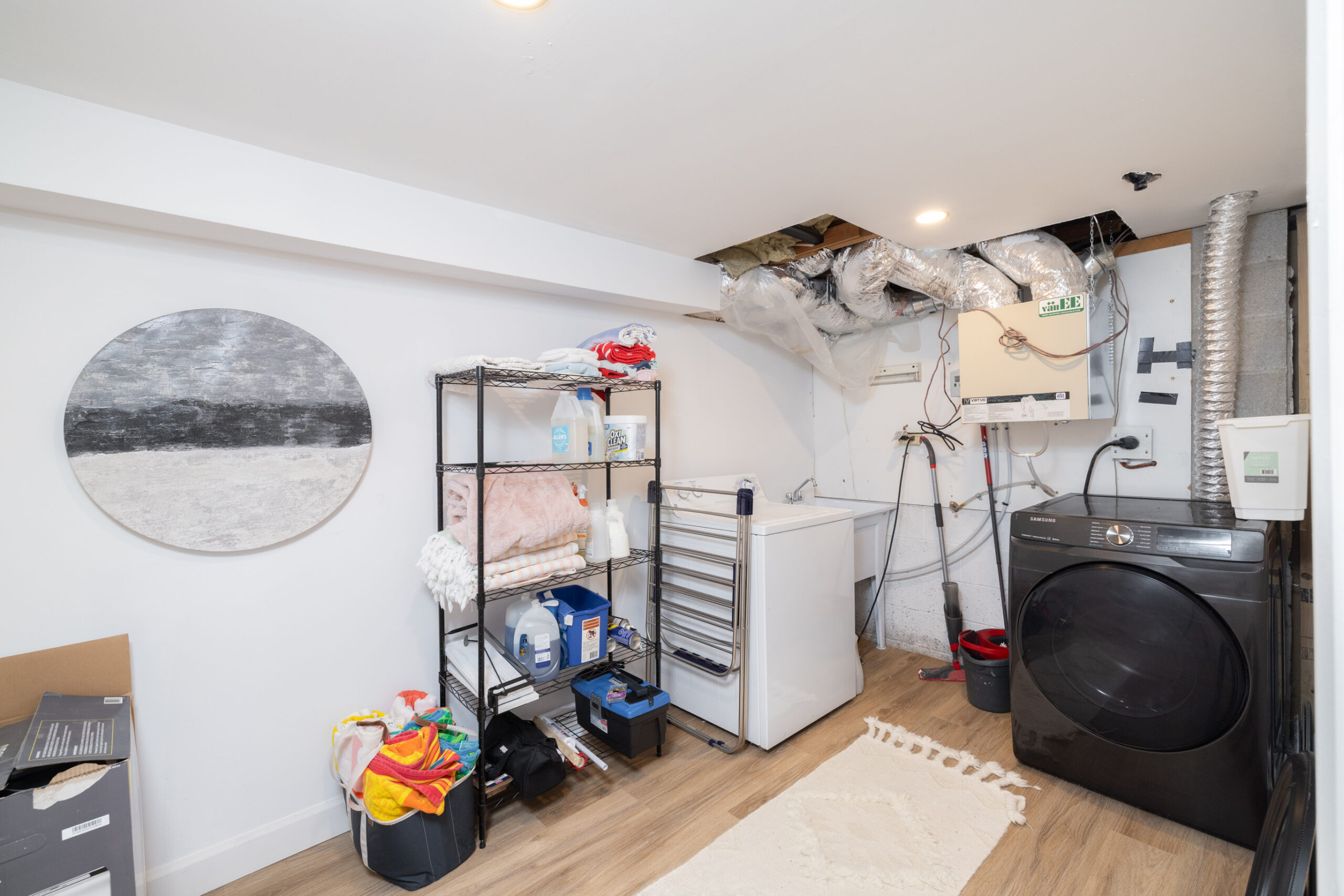 A storage space in a white room