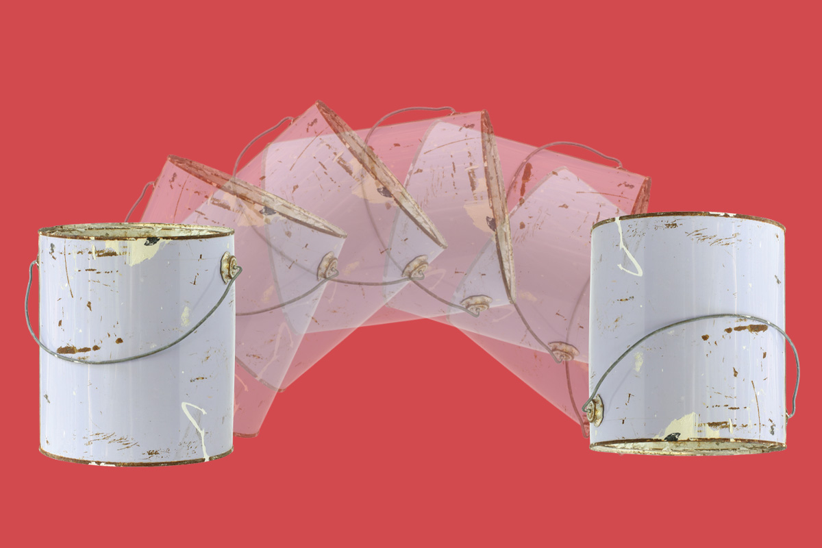 A paint can flipping end over end