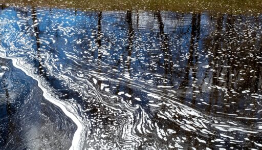 Close-up of foaming lake water