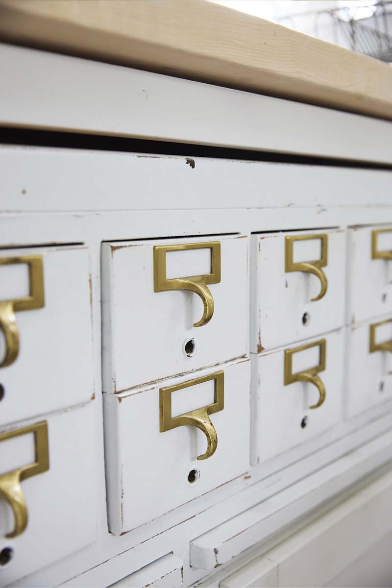 Close up of the library cabinet