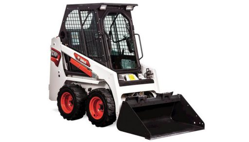 A skid-steer against a white background