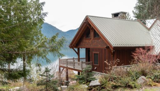 A small cabin by a lake