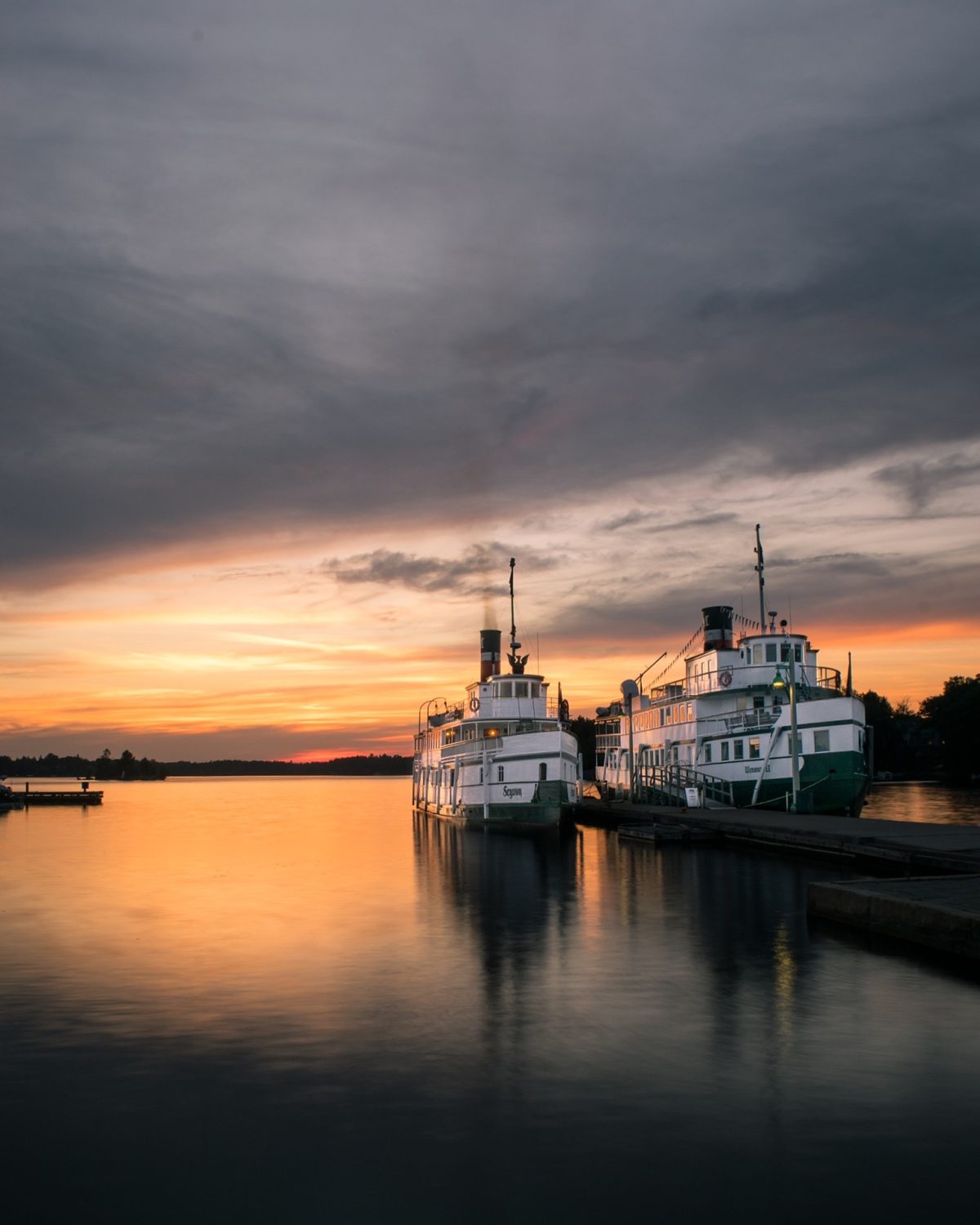 Two steamships in Muskoka Bay on Lake Muskoka