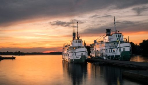Two steamships in Muskoka Bay on Lake Muskoka