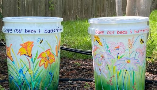 A pair of mosquito dunk buckets