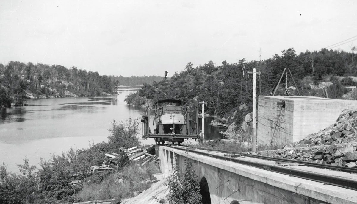A black and white photo of the Big Chute