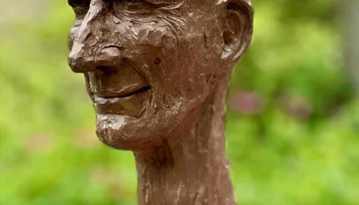 A bronze bust of a man